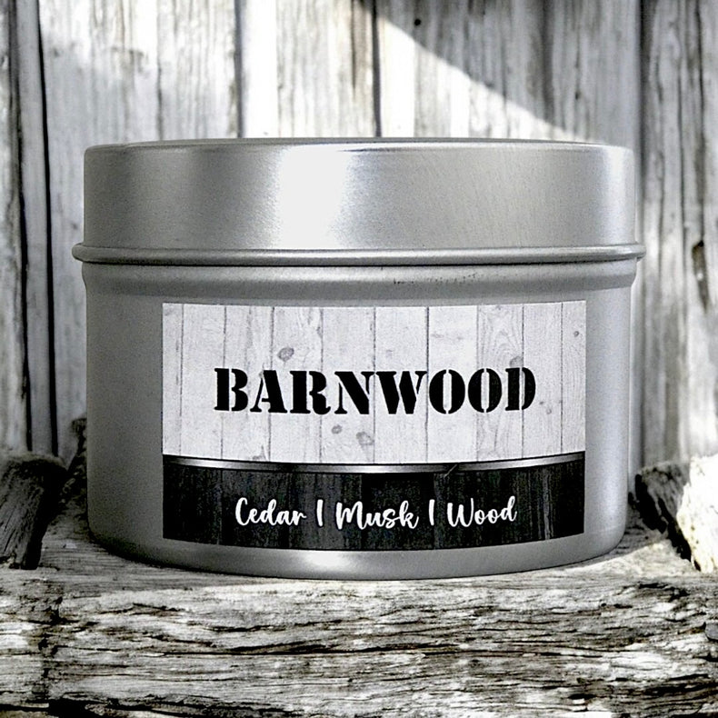 Barnwood Tin Candle - Cedar, Sandalwood & Amber