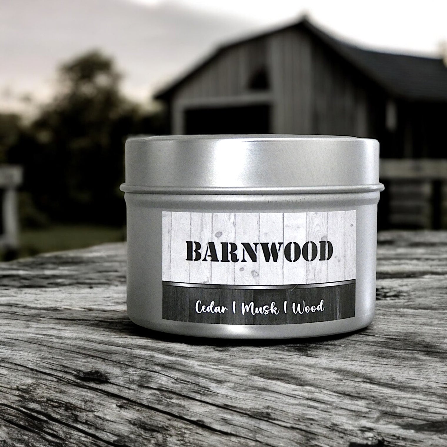 BARNWOOD - TIN CANDLE (4 OZ)