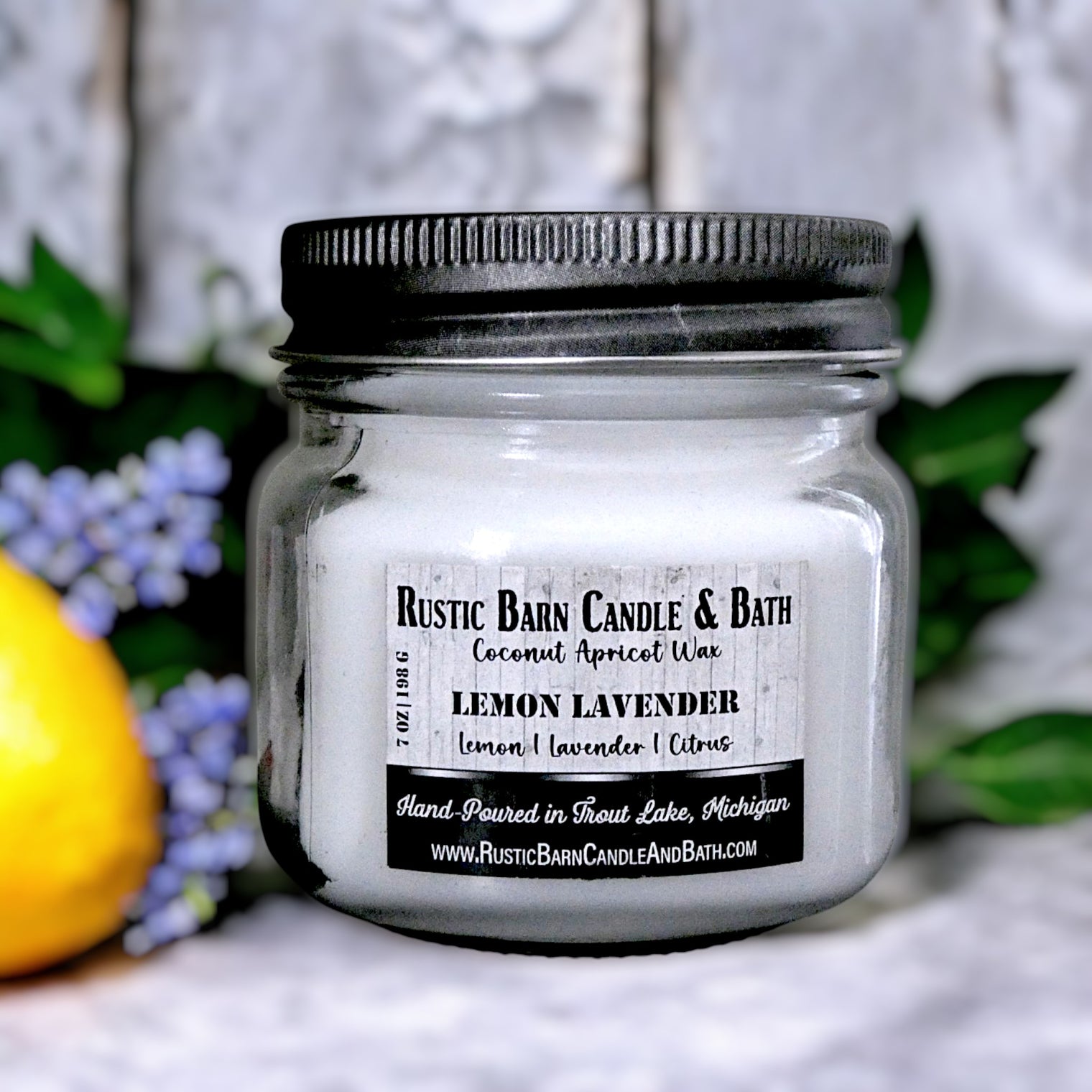 LEMON LAVENDER - MASON JAR CANDLE (8 OZ)