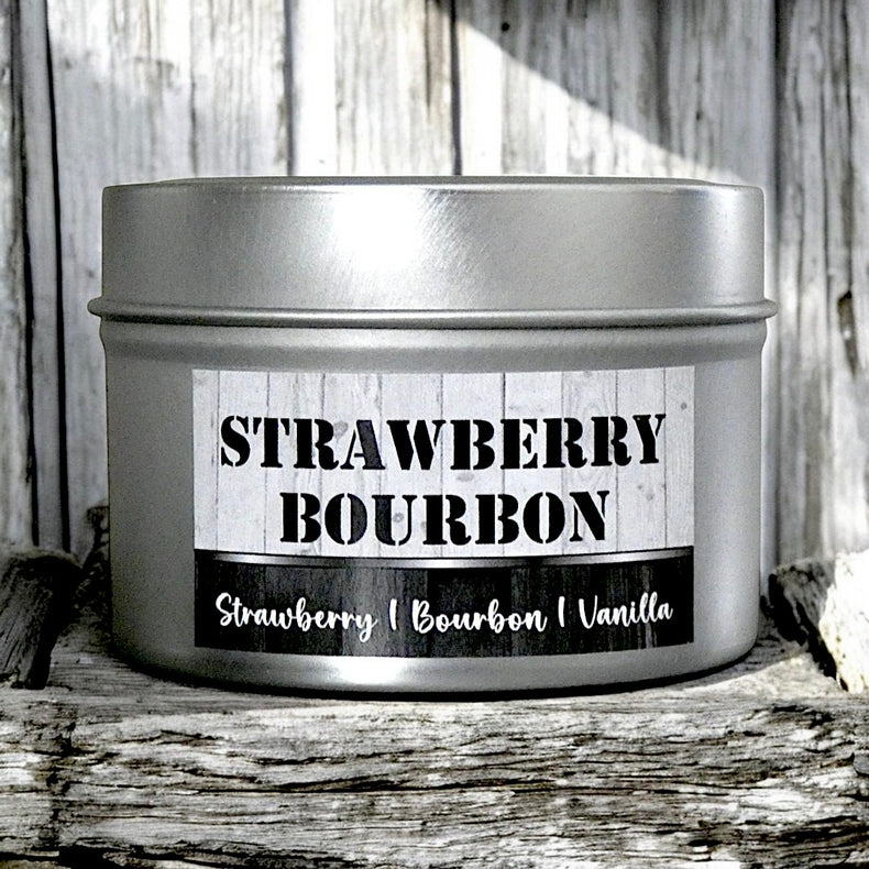 Strawberry Bourbon Tin Candle - Strawberry, Bourbon & Vanilla